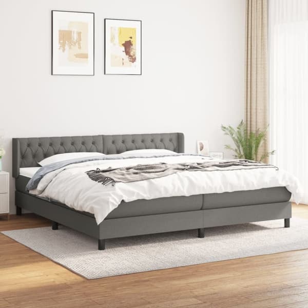 Ramsäng med madrass mörkgrå 200x200 cm tyg