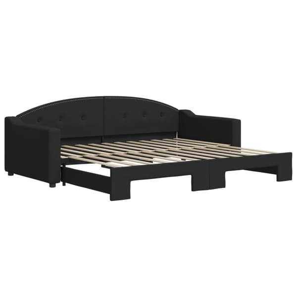 daybed med udtræk 90x200 cm stof sort