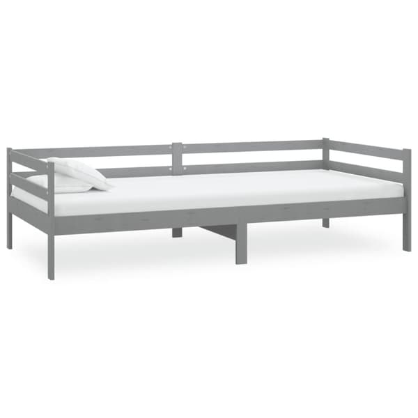 Dagbädd med madrass 90x200 cm grå massiv furu