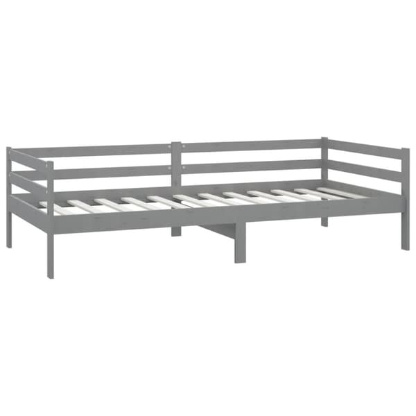 Dagbädd med madrass 90x200 cm grå massiv furu