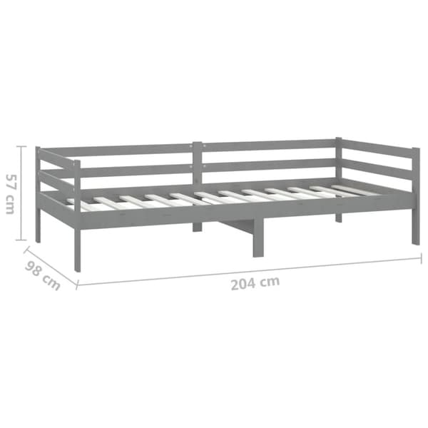 Dagbädd med madrass 90x200 cm grå massiv furu