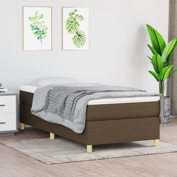 kontinentalseng med madras 90x200 cm stof mørkebrun