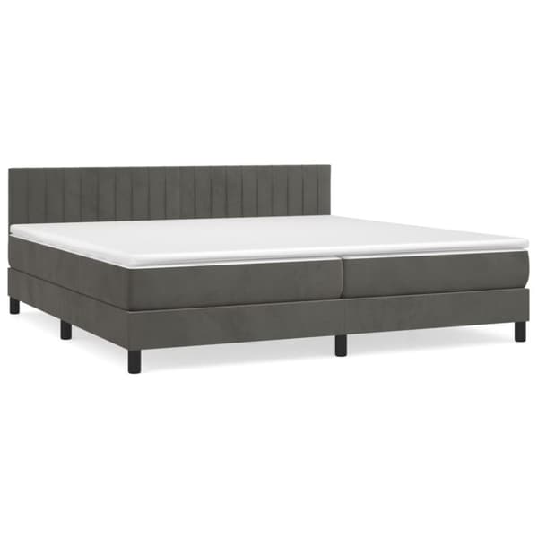 Ramsäng med madrass mörkgrå 200x200 cm sammet