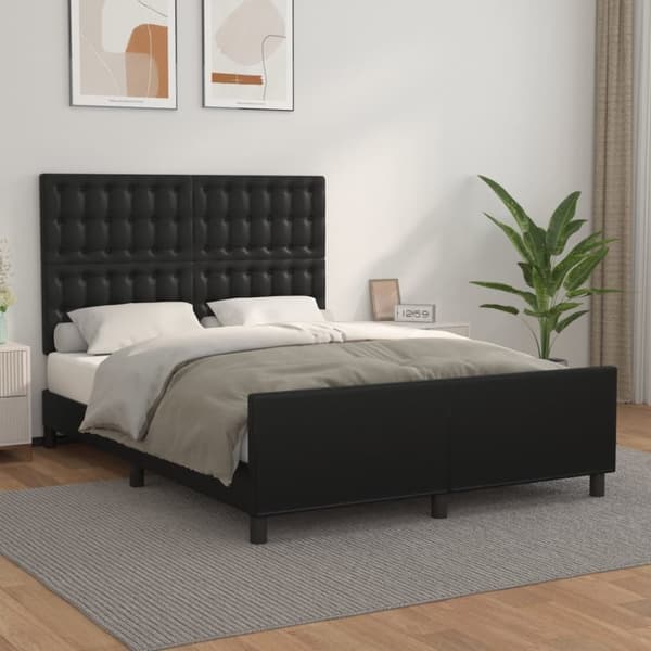 sengeramme med sengegavl 140x200 cm kunstlæder sort