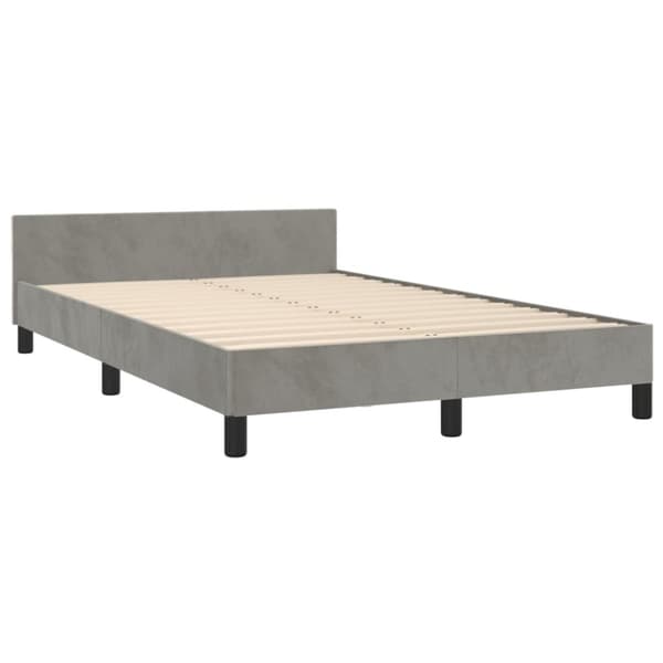sengeramme med sengegavl 120x200 cm fløjl lysegrå