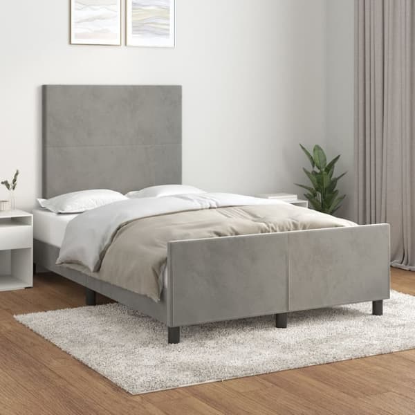 sengeramme med sengegavl 120x200 cm fløjl lysegrå