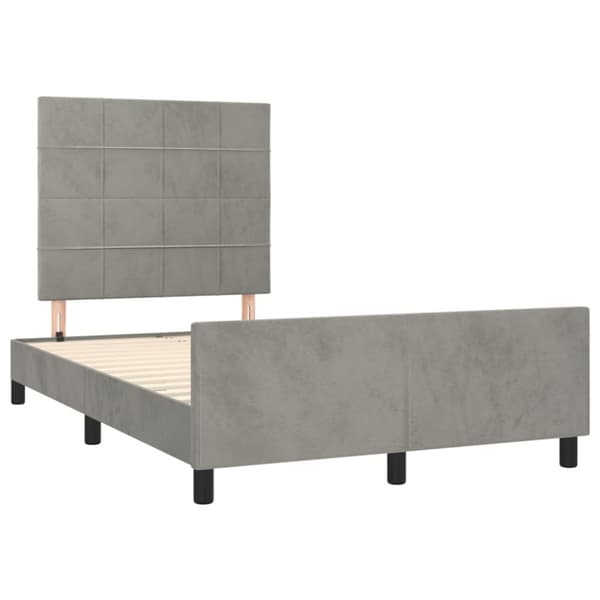sengeramme med sengegavl 120x200 cm fløjl lysegrå
