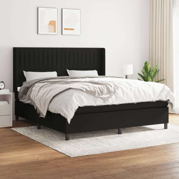 kontinentalseng med madras 180x200 cm stof sort