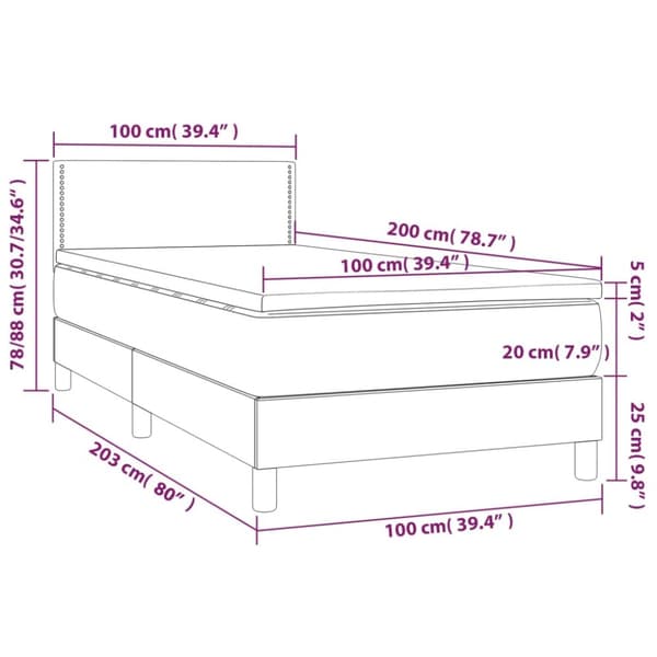 kontinentalseng med madras 100x200 cm stof cremefarvet
