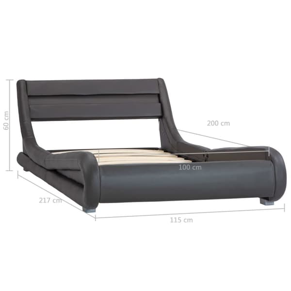 sengestel med LED 100x200 cm kunstlæder grå