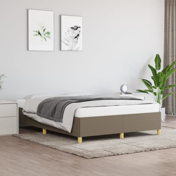 Sängynrunko ilman patjaa, taupe, 140x200 cm, verhoiltu kankaalla