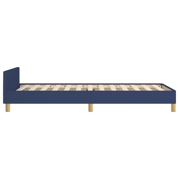 sengeramme med sengegavl 90x200 cm stof blå