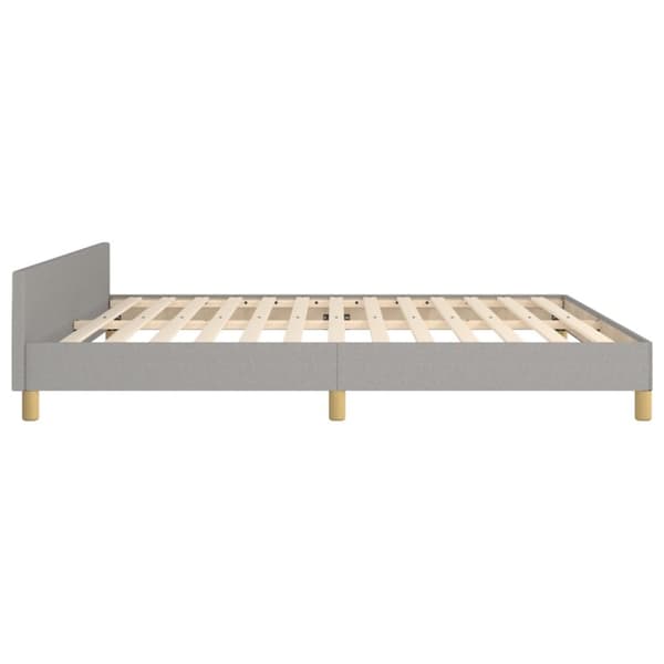 sengeramme med sengegavl 180x200 cm stof lysegrå