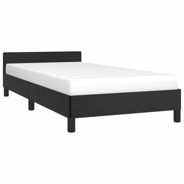 sengeramme med sengegavl 90x190 cm kunstlæder sort