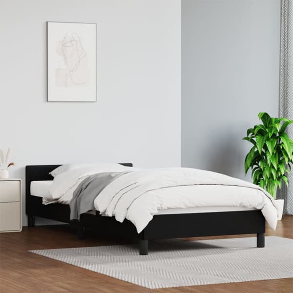 sengeramme med sengegavl 90x190 cm kunstlæder sort