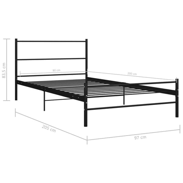 sengestel 90 x 200 cm metal sort