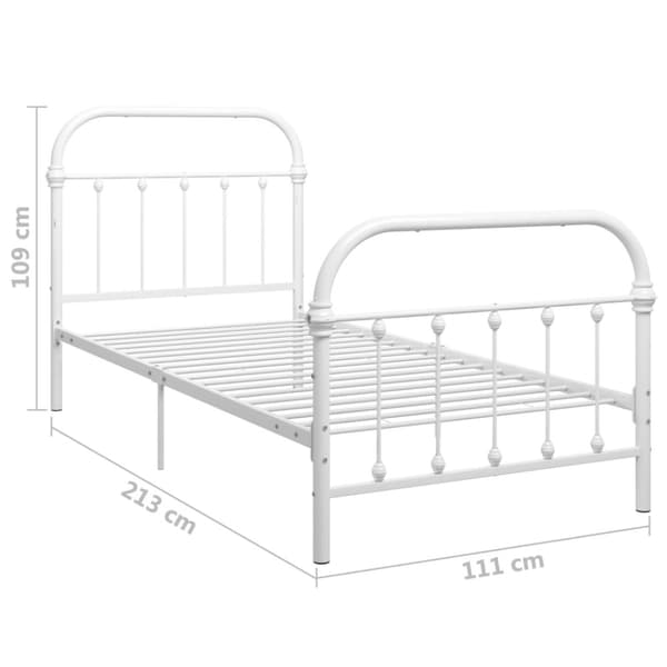 sengestel 100 x 200 cm metal hvid