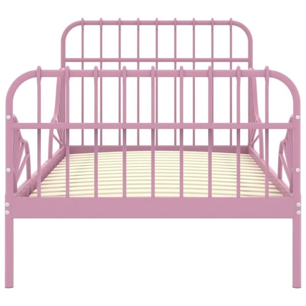 Jatkettava sängynrunko pinkki metalli 80x130/200 cm