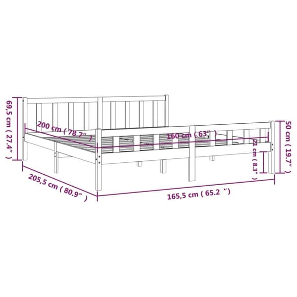 sengeramme 160x200 cm massivt træ hvid