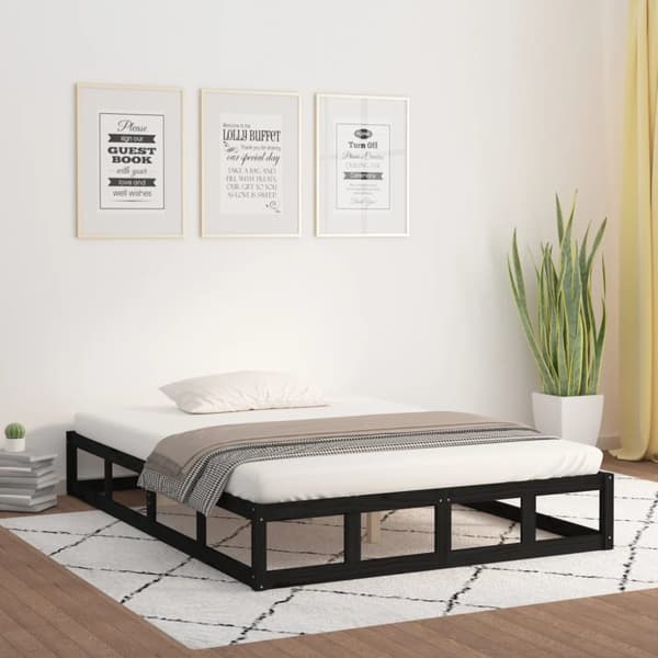 sengeramme 140x190 cm massivt træ sort
