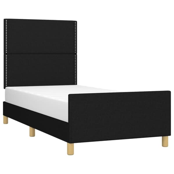sengeramme med sengegavl 90x190 cm stof sort