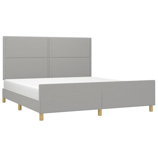 sengeramme med sengegavl 180x200 cm stof lysegrå