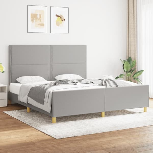 sengeramme med sengegavl 180x200 cm stof lysegrå