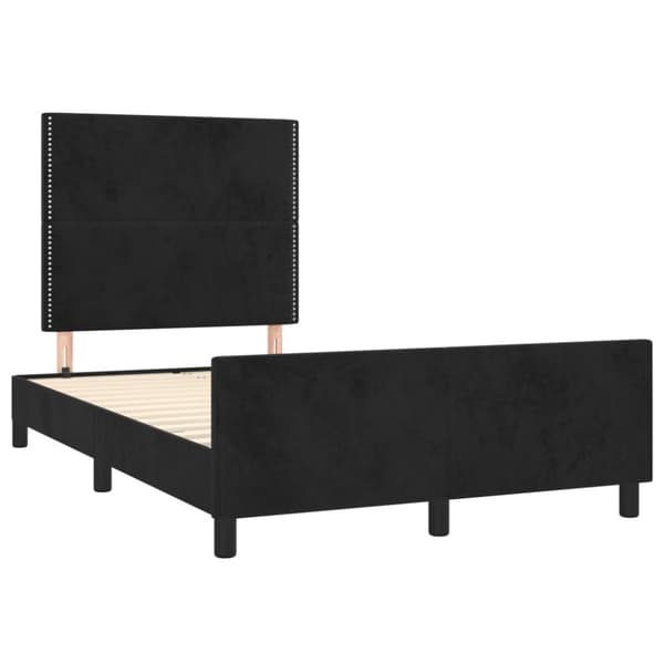 sengeramme med sengegavl 120x200 cm fløjl sort