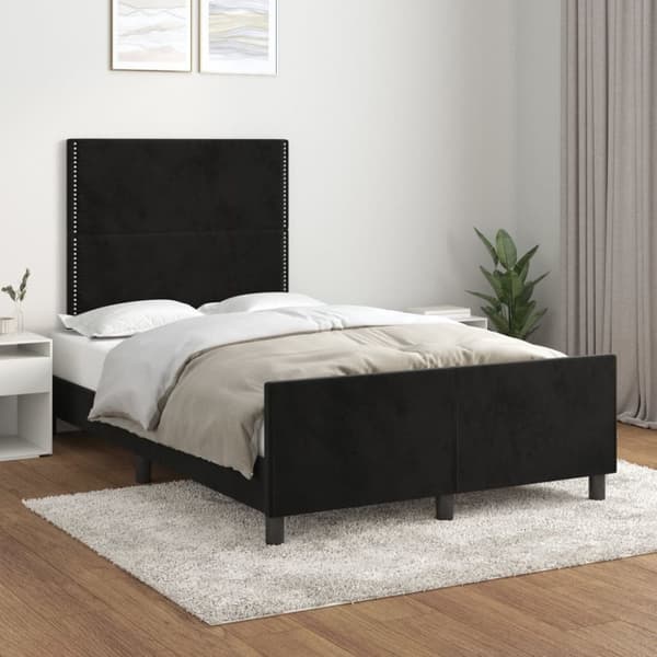 sengeramme med sengegavl 120x200 cm fløjl sort