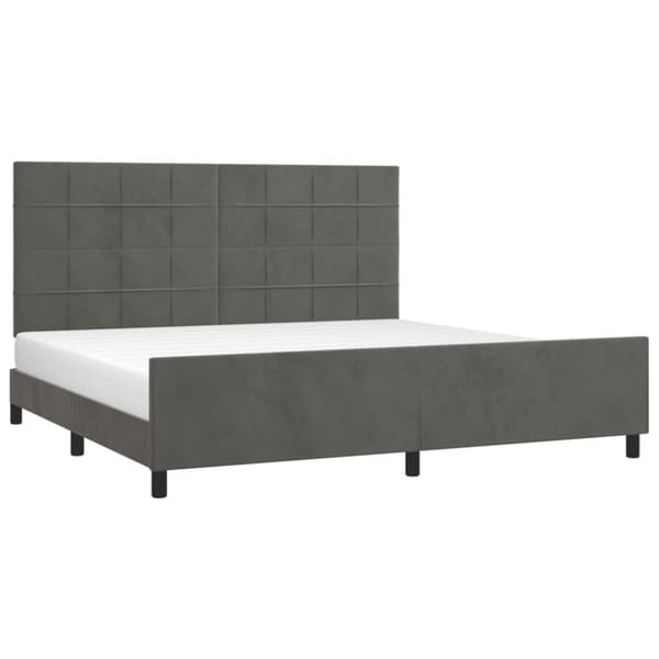 sengeramme med sengegavl 200x200 cm fløjl mørkegrå