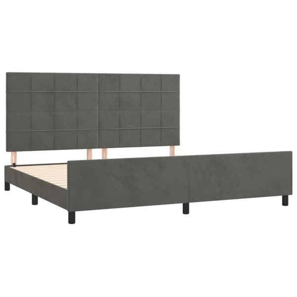 sengeramme med sengegavl 200x200 cm fløjl mørkegrå