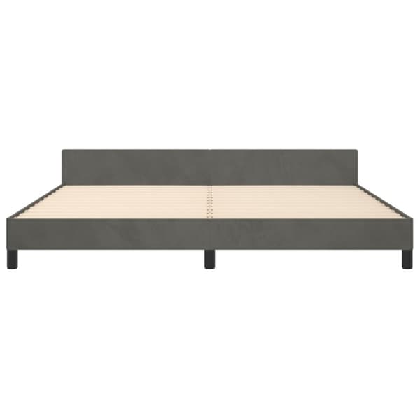sengeramme med sengegavl 200x200 cm fløjl mørkegrå