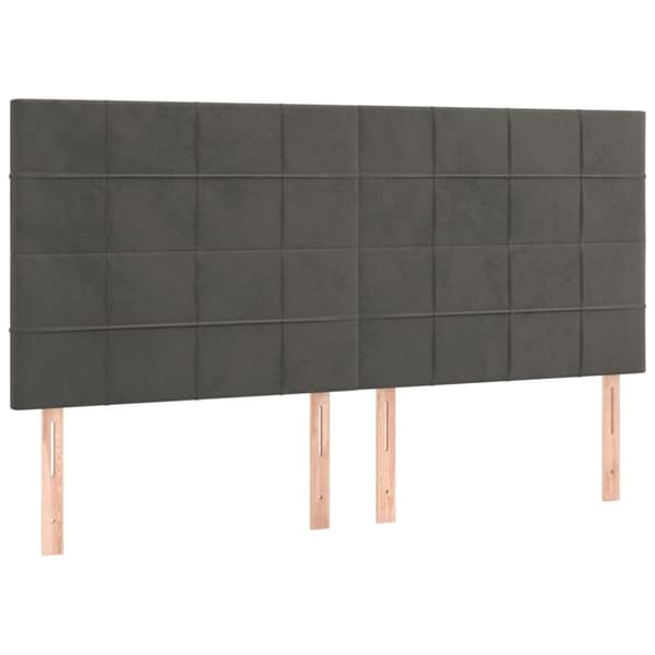 sengeramme med sengegavl 200x200 cm fløjl mørkegrå