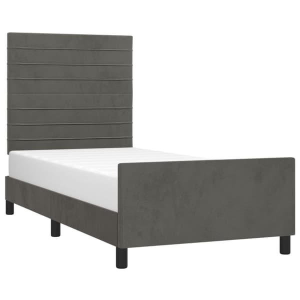 sengeramme med sengegavl 90x200 cm fløjl mørkegrå