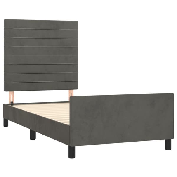 sengeramme med sengegavl 90x200 cm fløjl mørkegrå