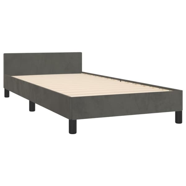 sengeramme med sengegavl 90x200 cm fløjl mørkegrå