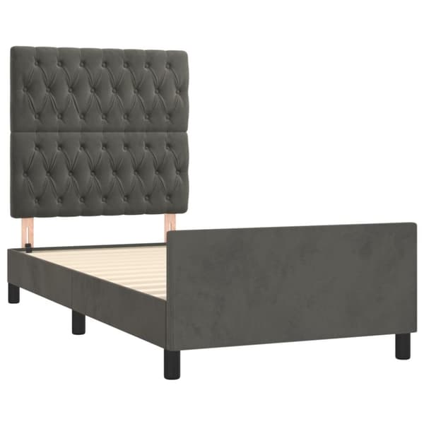 sengeramme med sengegavl 100x200 cm fløjl mørkegrå