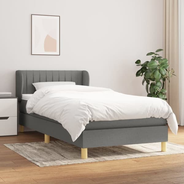 kontinentalseng med madras 90x200 cm stof mørkegrå