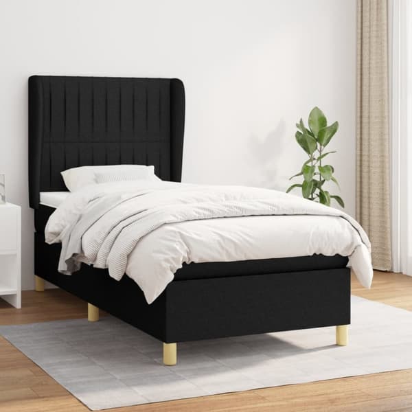 kontinentalseng med madras 100x200 cm stof sort