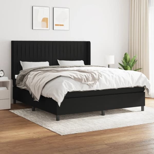 kontinentalseng med madras 160x200 cm stof sort