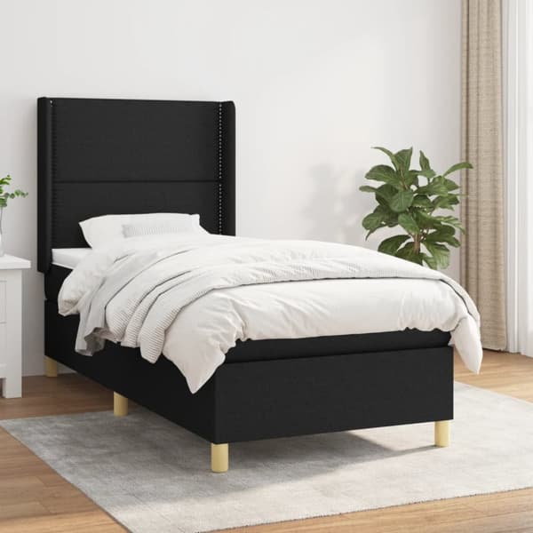 kontinentalseng med madras 90x190 cm stof sort