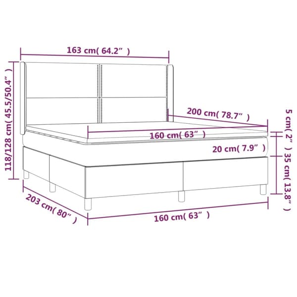 kontinentalseng 160x200 cm kunstlæder hvid