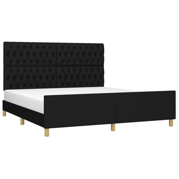 sengeramme med sengegavl 180x200 cm stof sort