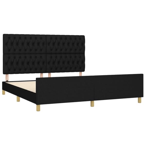 sengeramme med sengegavl 180x200 cm stof sort