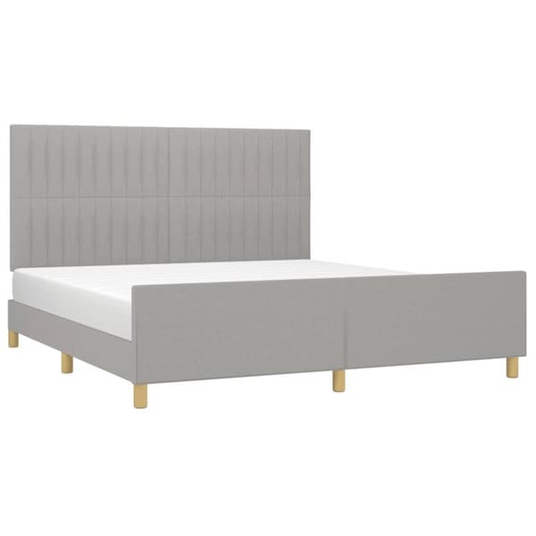 sengeramme med sengegavl 180x200 cm stof lysegrå