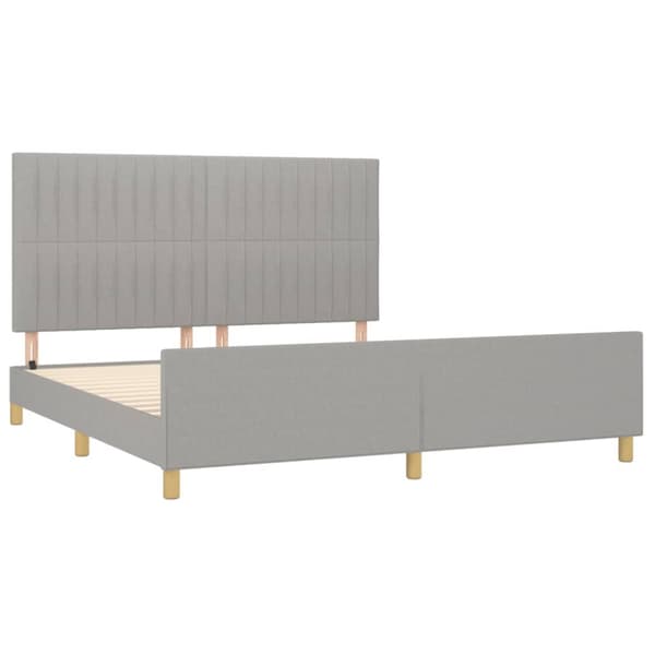 sengeramme med sengegavl 180x200 cm stof lysegrå