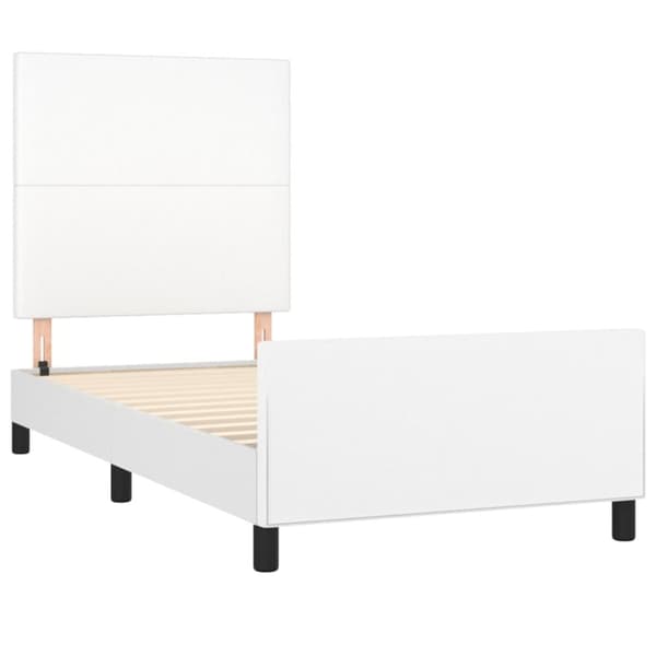 Sängram med huvudgavel vit 90x190 cm konstläder