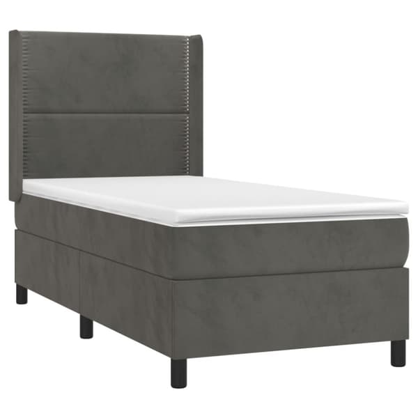 Ramsäng med madrass mörkgrå 100x200 cm sammet