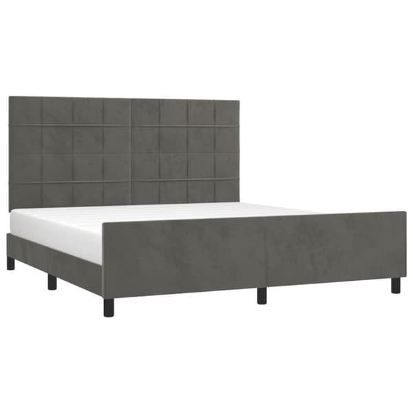 sengeramme med sengegavl 180x200 cm fløjl mørkegrå