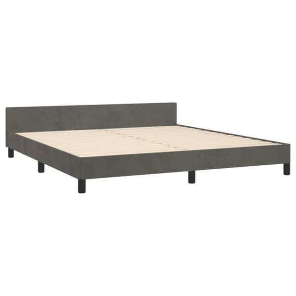 sengeramme med sengegavl 180x200 cm fløjl mørkegrå